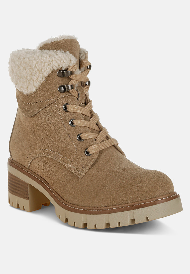 Madoka Fur Collar Chunky Ankle Boots-1