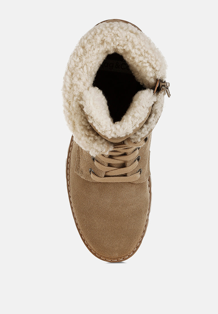 Madoka Fur Collar Chunky Ankle Boots-3