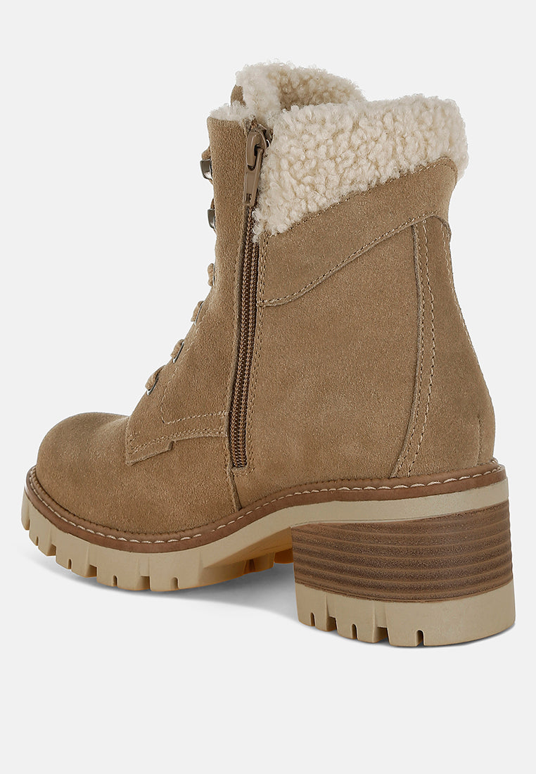 Madoka Fur Collar Chunky Ankle Boots-2