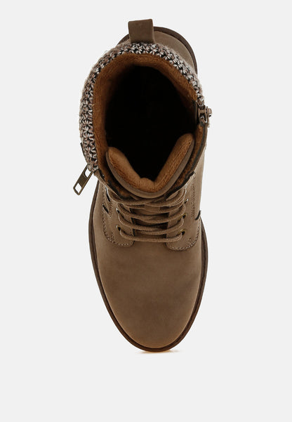 Mahisha Knitted Collar Zip-Up Hiker Boots-3