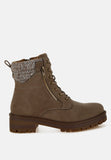 Mahisha Knitted Collar Zip-Up Hiker Boots-0
