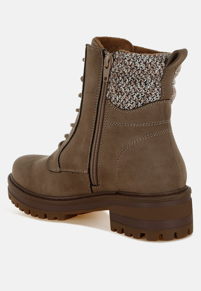 Mahisha Knitted Collar Zip-Up Hiker Boots-2