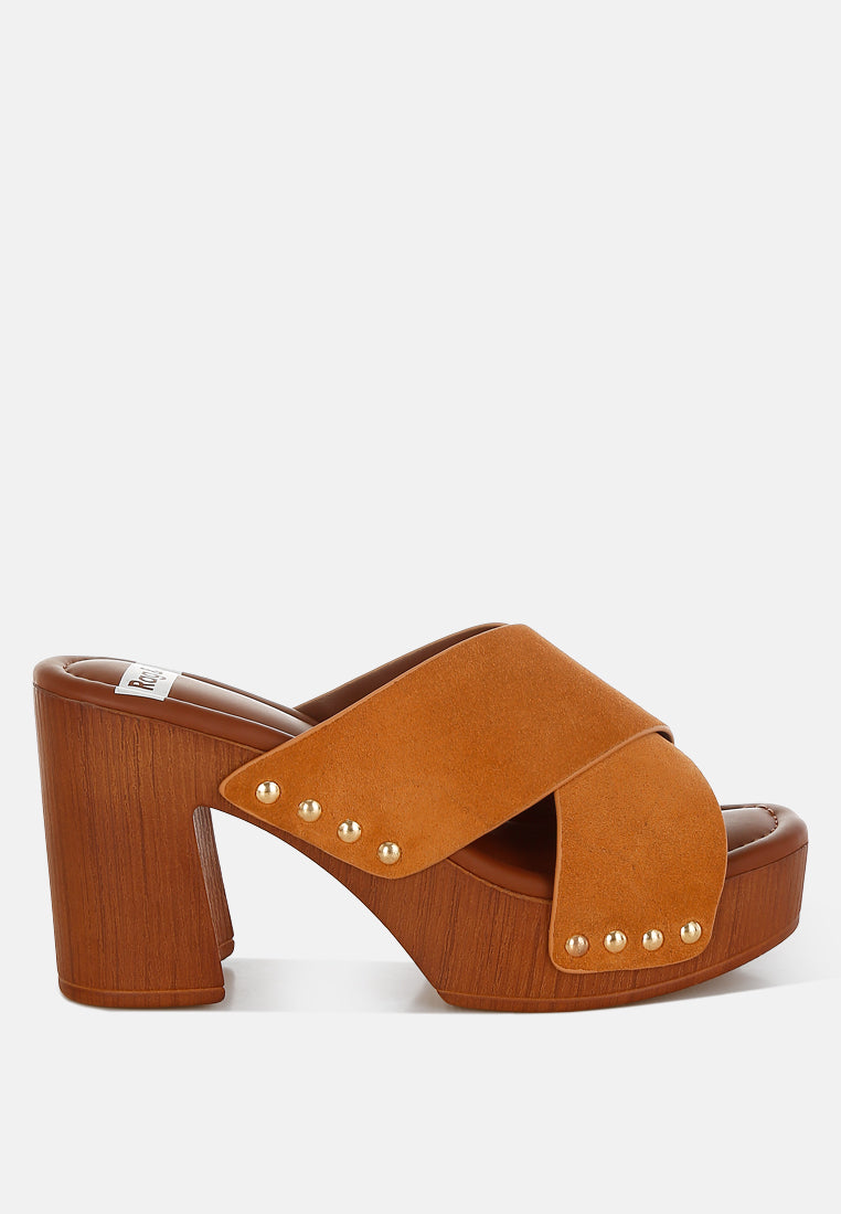 Mearsk Genuine Suede Leather Clogs-5