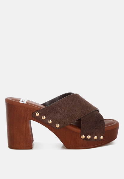 Mearsk Genuine Suede Leather Clogs-6