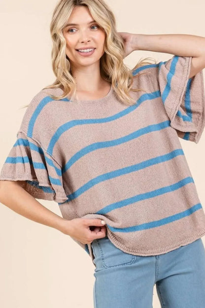 Short Ruffle Sleeve Tops for Women