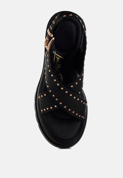 Nambo Stud Embellished Block Heel Sandals-3