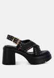 Nambo Stud Embellished Block Heel Sandals-0
