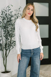 Women's White Long Sleeve Crew Neck Knit Top