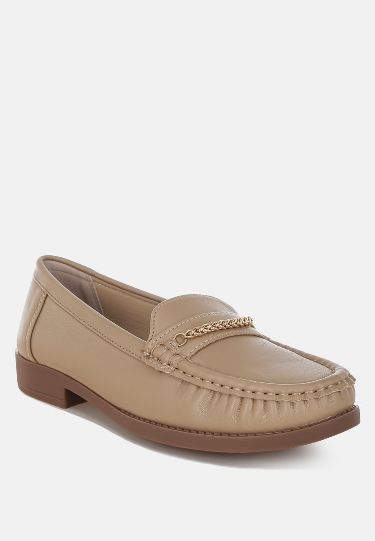 Nemunk Metallic Chain Detail Loafers-2
