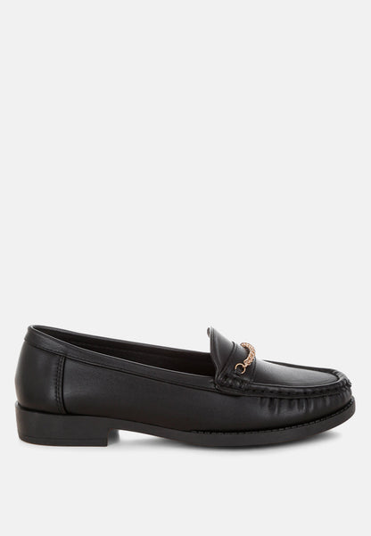 Nemunk Metallic Chain Detail Loafers-6