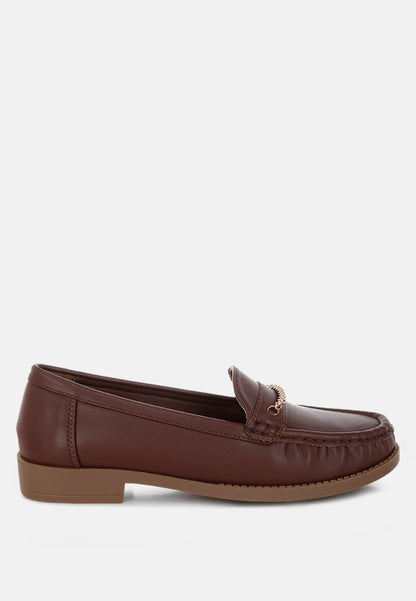 Nemunk Metallic Chain Detail Loafers-5