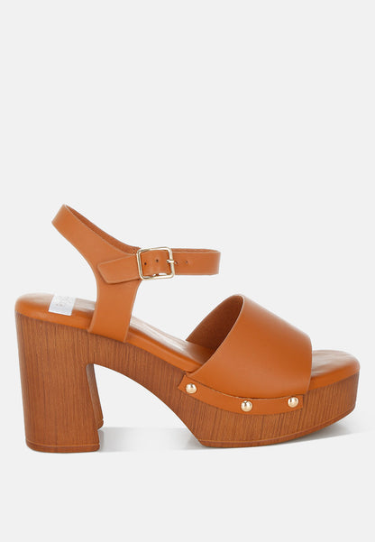 Sawor Recycled Leather High Block Sandals-5