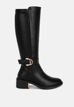 Lewang Metallic Buckle Detail Long Boots