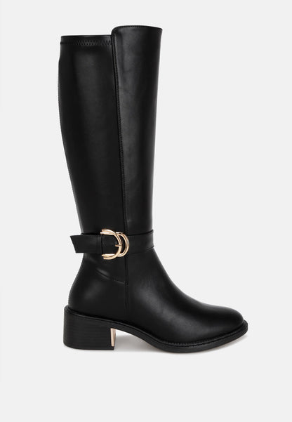 Lewang Metallic Buckle Detail Long Boots-0