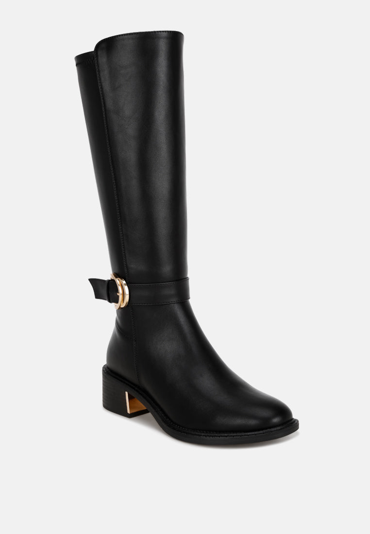 Lewang Metallic Buckle Detail Long Boots-2