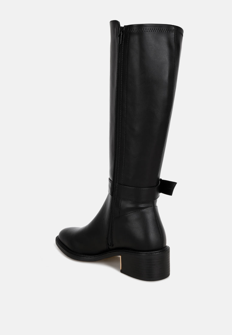 Lewang Metallic Buckle Detail Long Boots-3