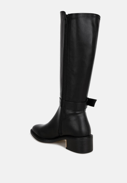 Lewang Metallic Buckle Detail Long Boots-3