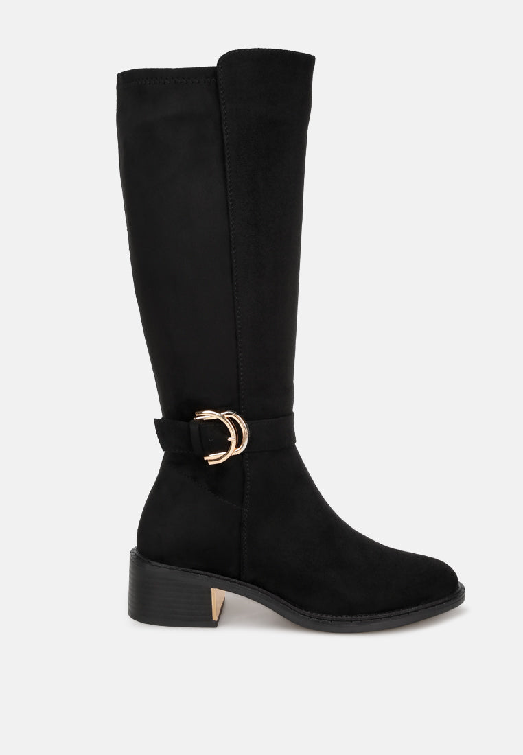Lewang Metallic Buckle Detail Long Boots-6
