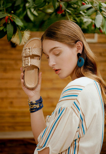 Zooper Chunky Buckle Slip-On Flats-1