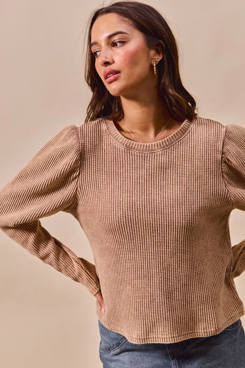 Women’s Waffle Knit Long Sleeve Top
