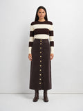 Snap Down Corduroy Skirt - Cement/Brown-0