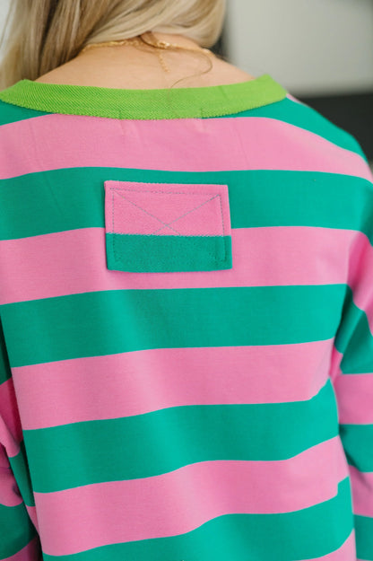 Stars On Stripes Patchwork Striped Sweatshirt