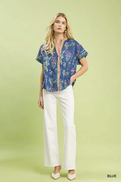 Women’s Short Sleeve Floral Blouse