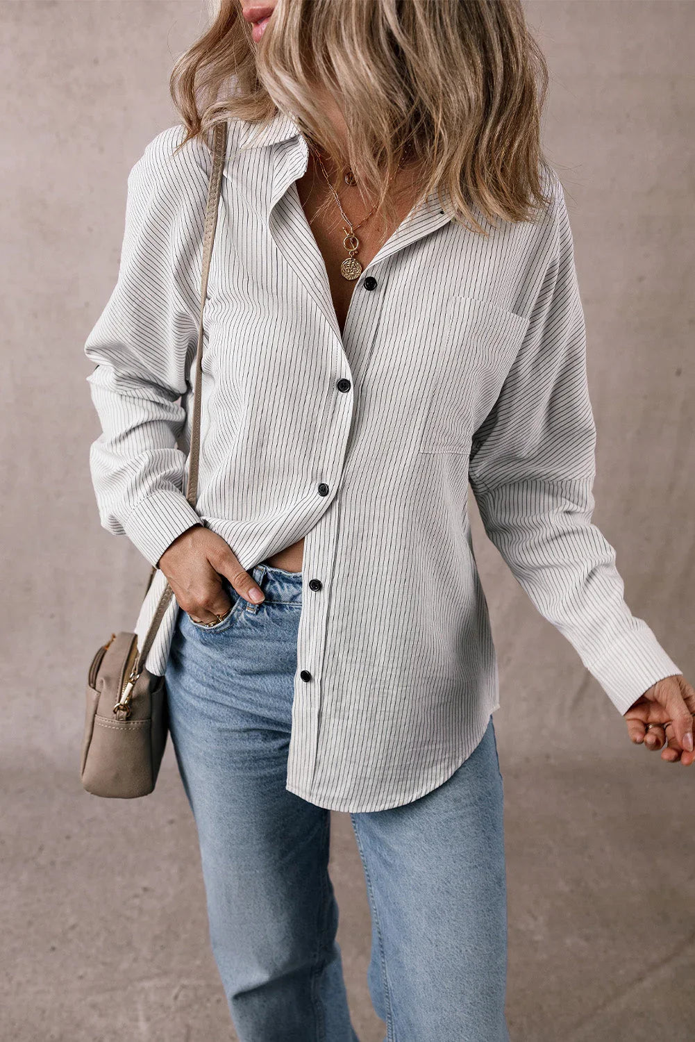 Women’s Casual Striped Button Front Top