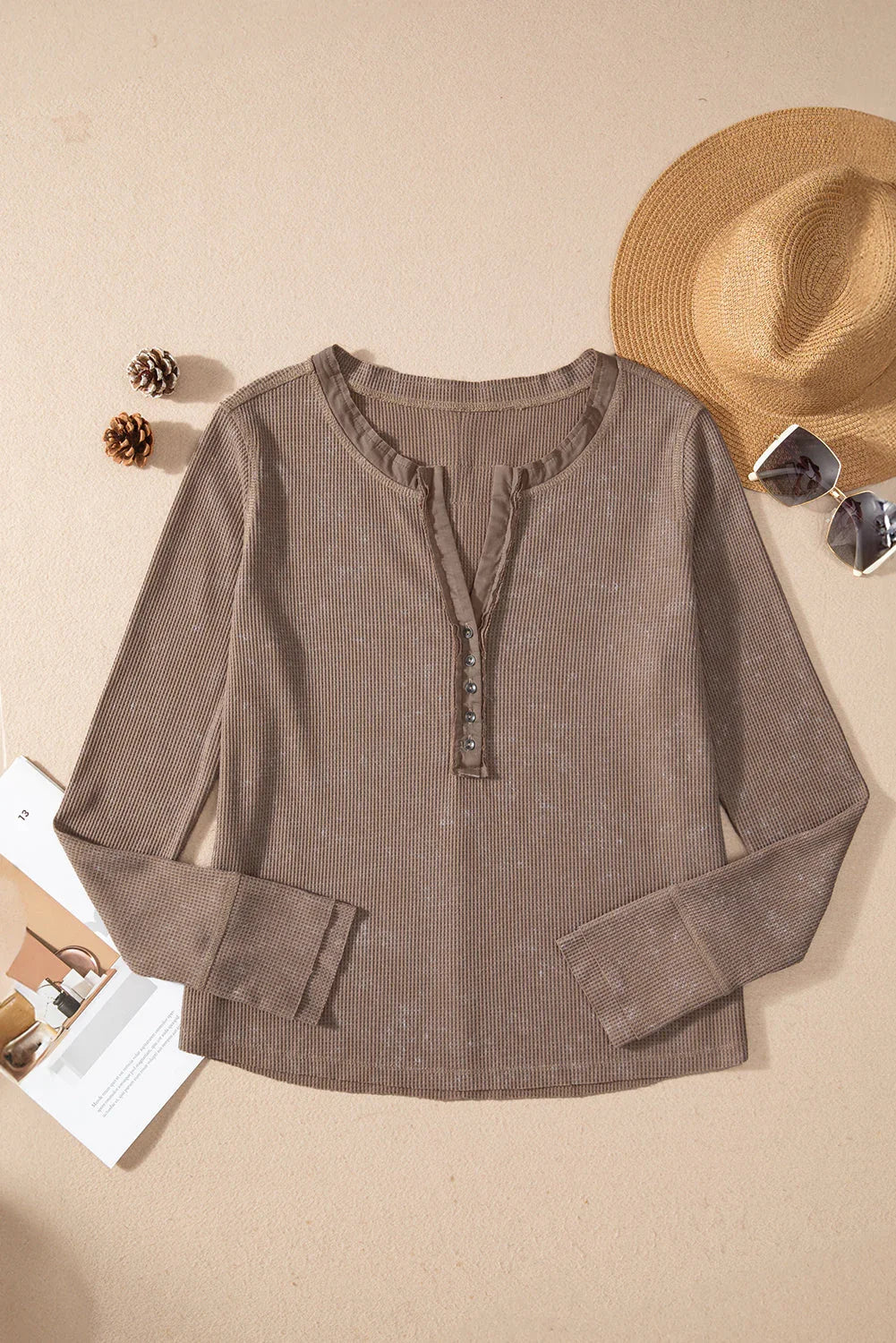 Women’s Long Sleeve Button Neck Top