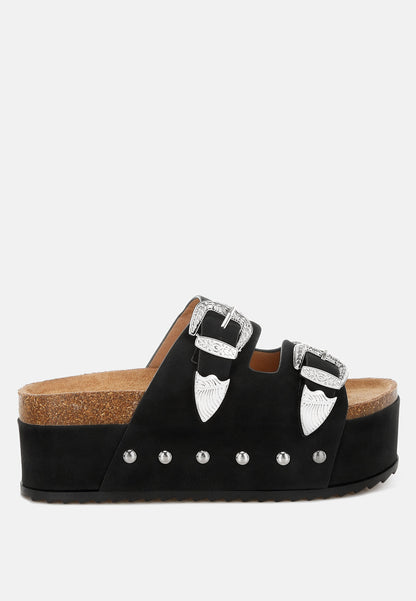 Zaphod Faux Leather Flatform Slip Ons-5