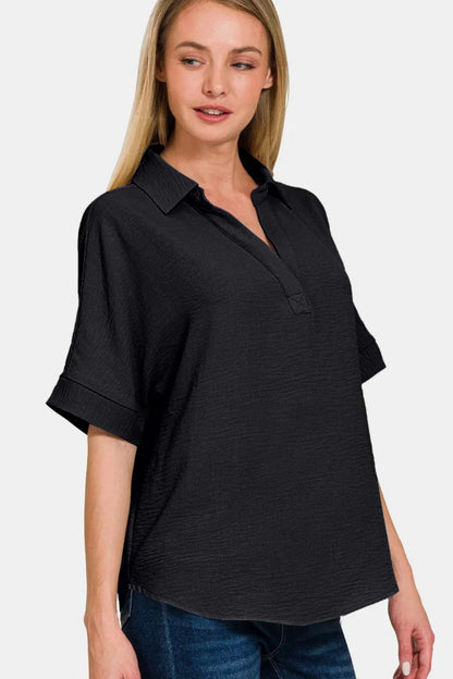 Women’s Black V-Neck Casual Top