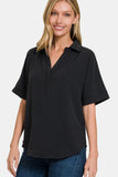 Black Short Sleeve Top for Women