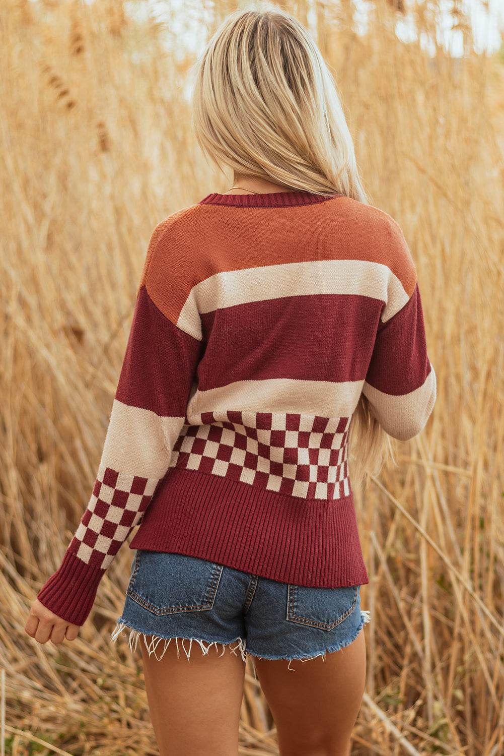 Noelle Checkered Knitted Sweater-1