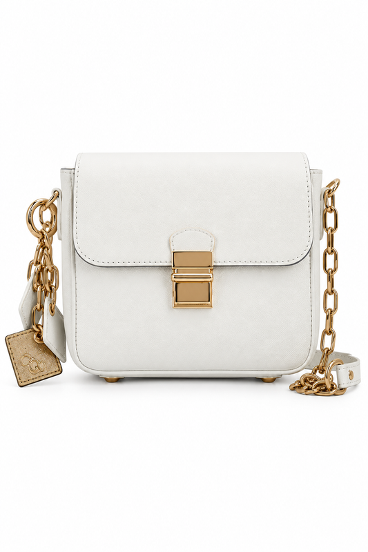 TINY WHITE LEATHER CROSSBODY BAG