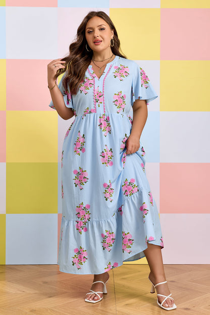 Lucy Print Scalloped Trim PLUS Dress-4