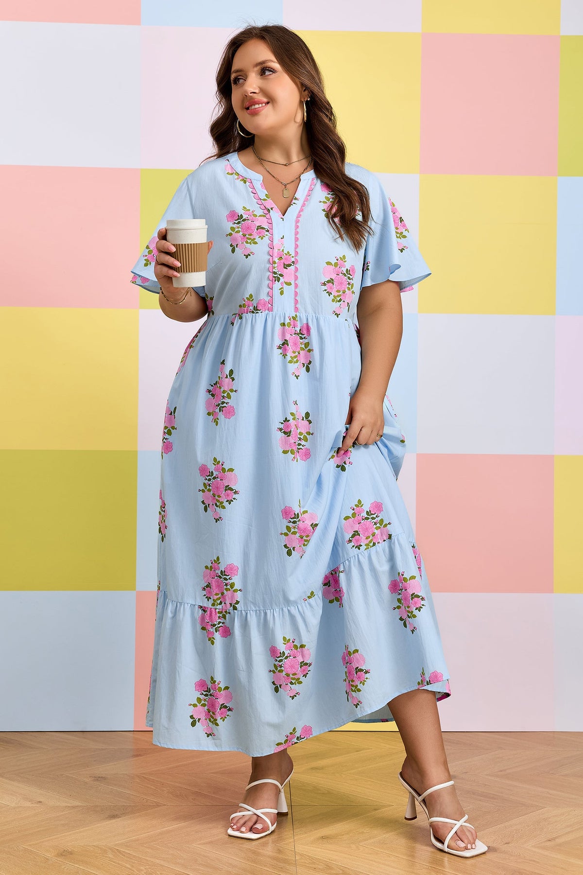 Lucy Print Scalloped Trim PLUS Dress-2