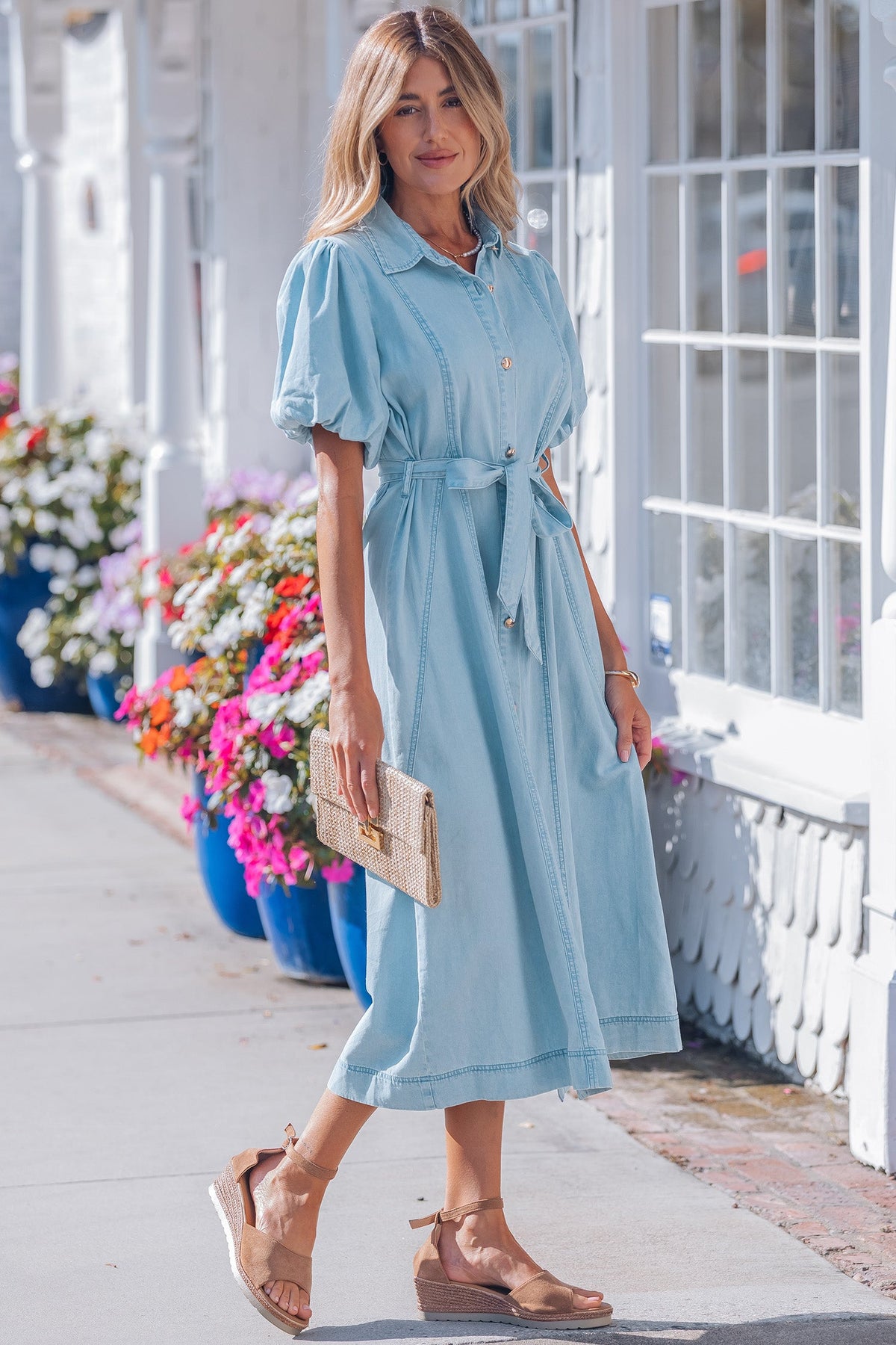 Shiloh Bubble Sleeve Long Dress-2