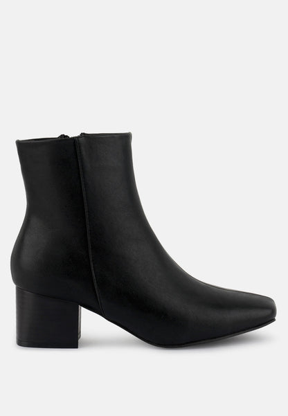 Davia Leather Square Toe Ankle Boots-5