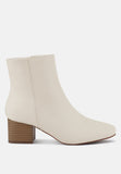 Davia Leather Square Toe Ankle Boots-0