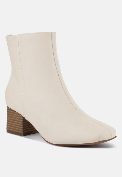 Davia Leather Square Toe Ankle Boots-2