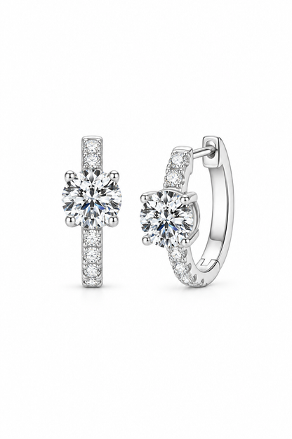 2.36 Carat Moissanite Zircon 925 Sterling Silver Hoop Earrings