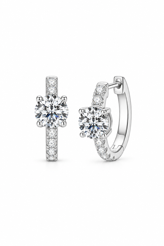 2.36 Carat Moissanite Zircon 925 Sterling Silver Hoop Earrings