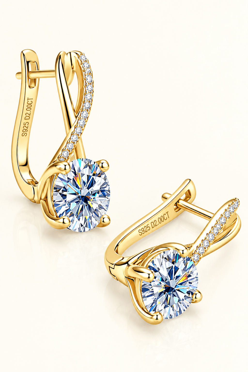 4 Carat Moissanite 925 Sterling Silver Earrings