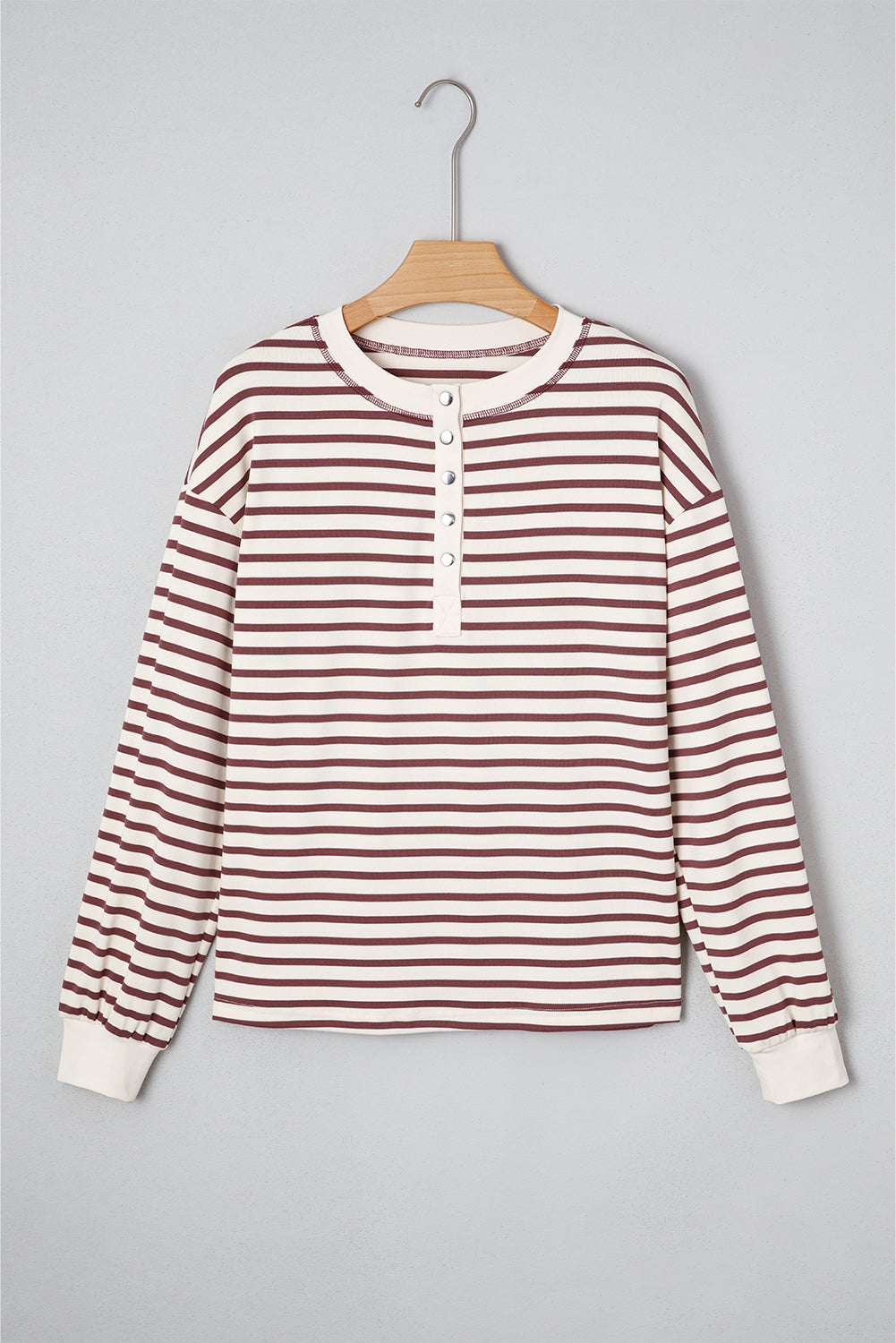 Margaret Sleeve Henley top Long Sleeve Top-0