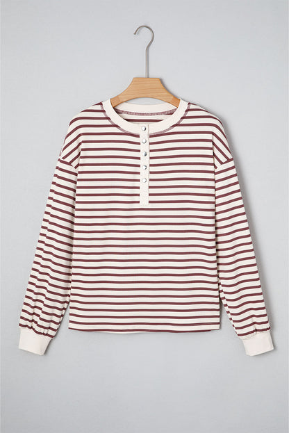 Margaret Sleeve Henley top Long Sleeve Top-0
