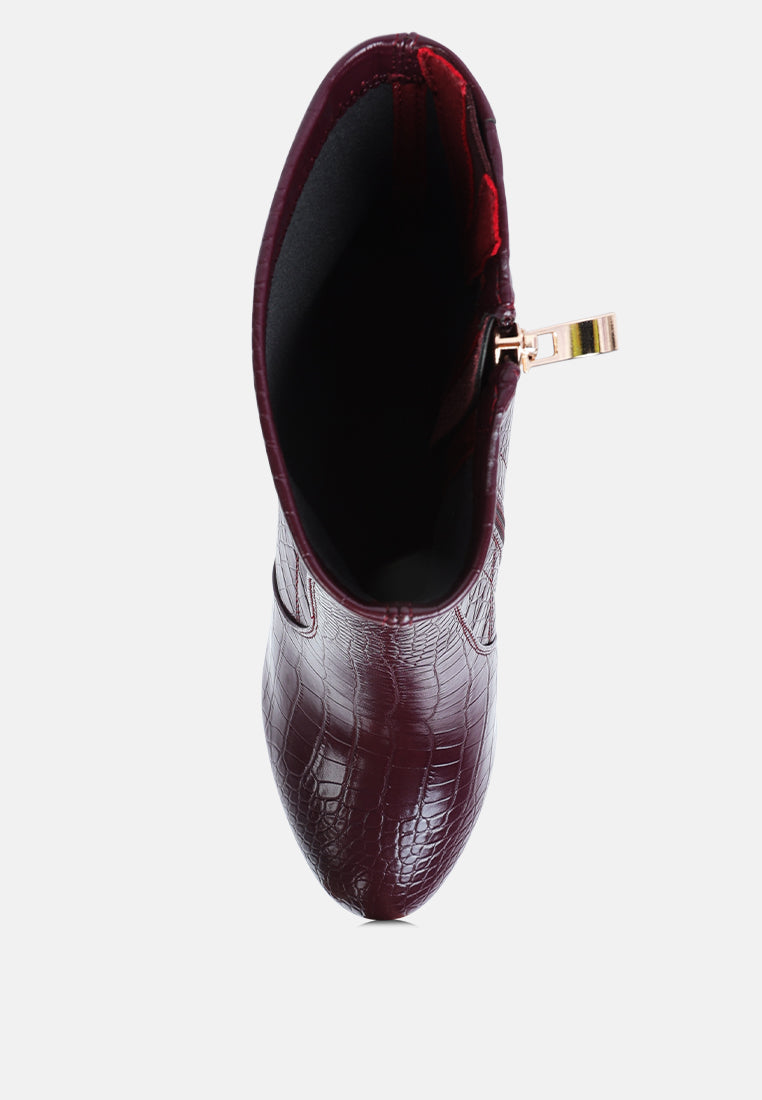 VALENTINA CROC EMBOSSED PLATFORM BOOTS