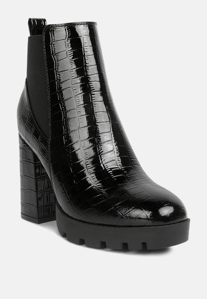 Foxy Faux Leather Croc Chelsea Boots-1