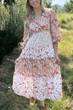 Lily Floral Ruffled Tiered Midi Dress-0
