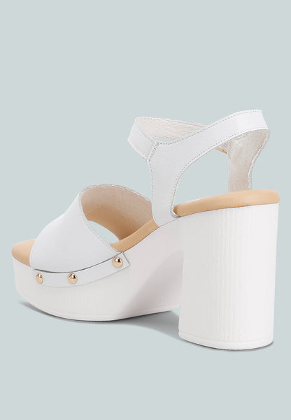 Sawor Recycled Leather High Block Sandals-2