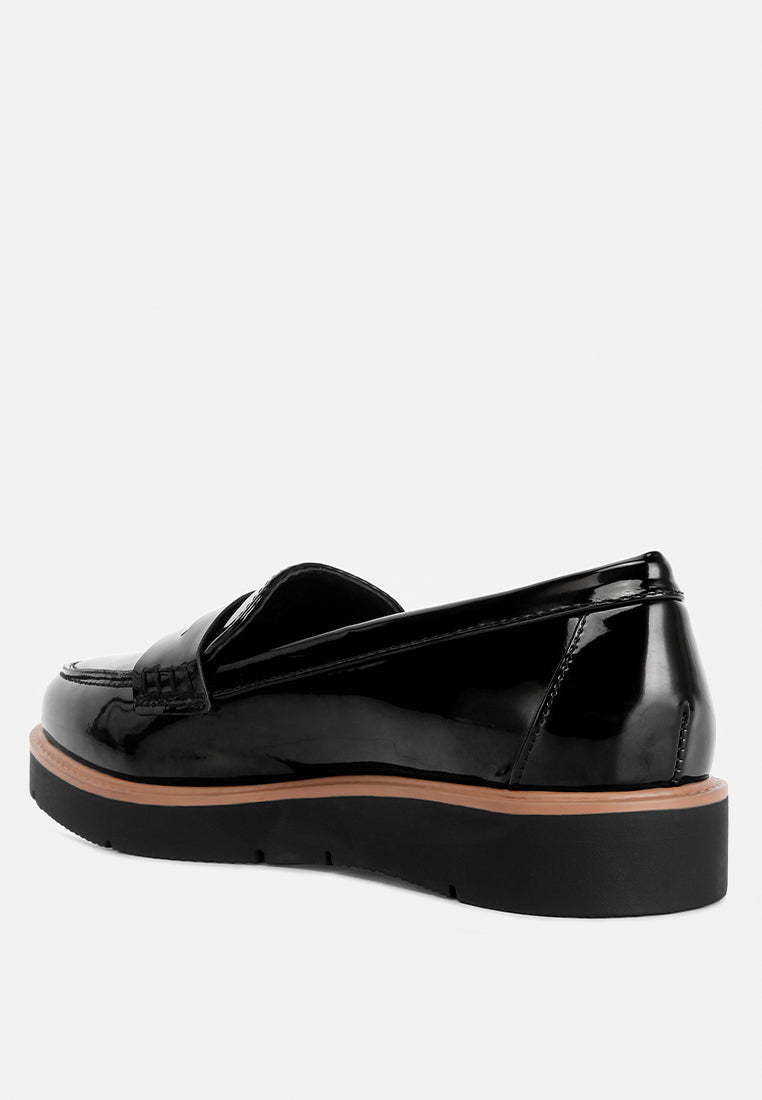Sinclair Patent Faux Leather Heeled Loafers-2